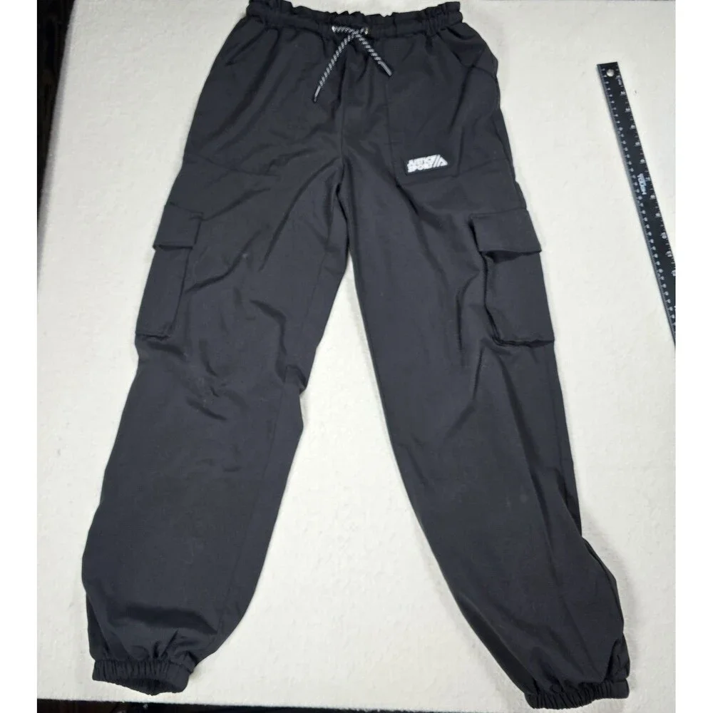 Justice Girls Active Parachute Black Pants Size L 12/14 Athleisure Joggers